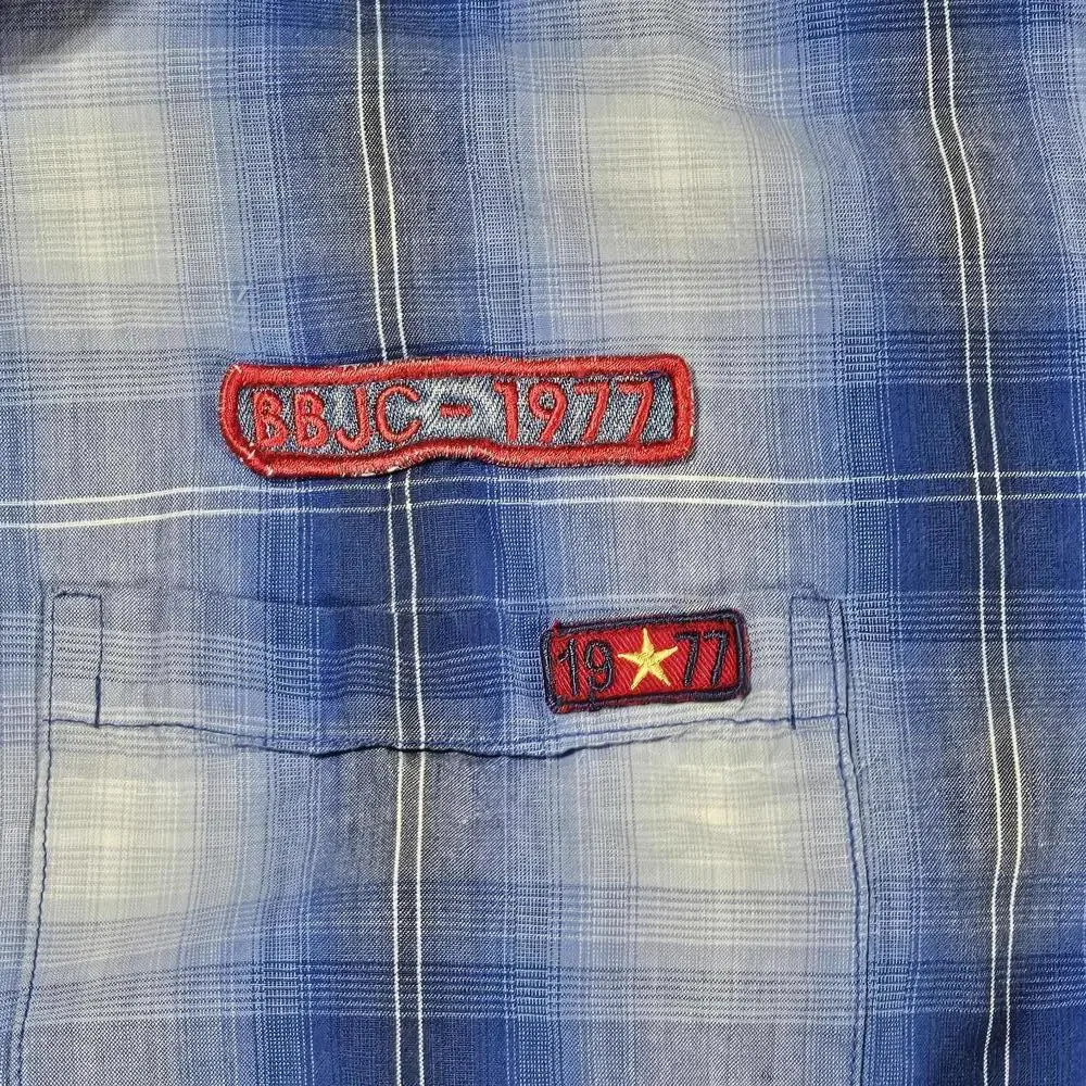 VTG Bugle Boy Hawaiian Shirt L Blue Floral Short Sleeve Y2K 1990s Shell Button - Picture 7 of 13